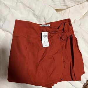 Abercrombie & Fitch Rust Wrap Tie Skort